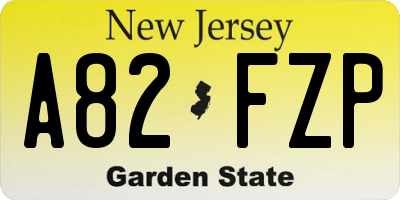 NJ license plate A82FZP