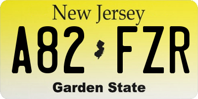 NJ license plate A82FZR