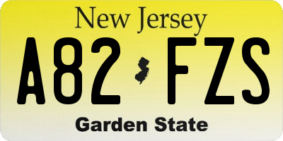 NJ license plate A82FZS