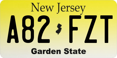 NJ license plate A82FZT