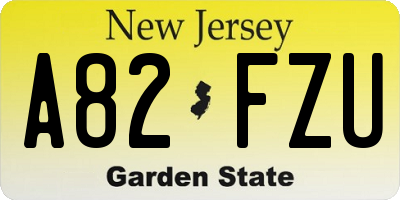 NJ license plate A82FZU