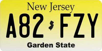 NJ license plate A82FZY