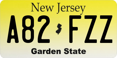 NJ license plate A82FZZ