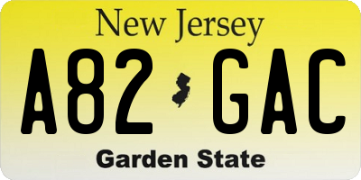 NJ license plate A82GAC