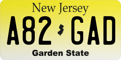 NJ license plate A82GAD