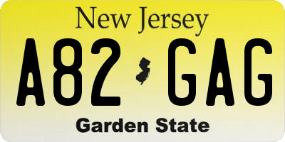 NJ license plate A82GAG