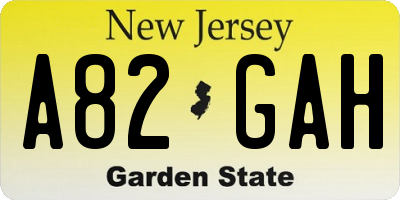 NJ license plate A82GAH