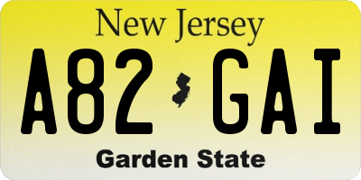NJ license plate A82GAI