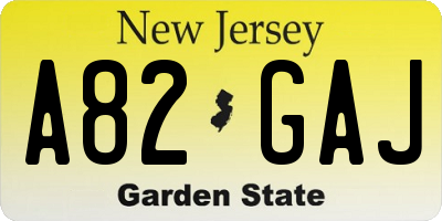 NJ license plate A82GAJ