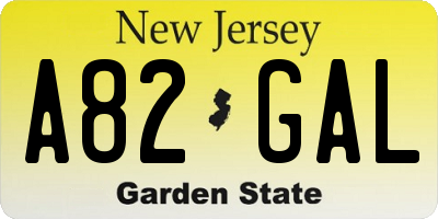 NJ license plate A82GAL