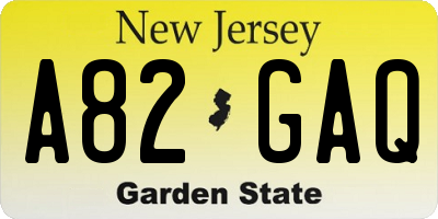 NJ license plate A82GAQ