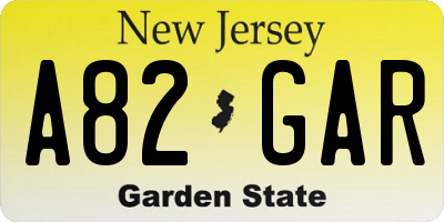 NJ license plate A82GAR