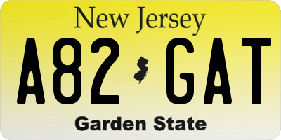 NJ license plate A82GAT