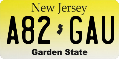 NJ license plate A82GAU