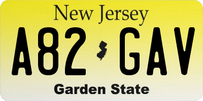 NJ license plate A82GAV