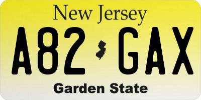 NJ license plate A82GAX