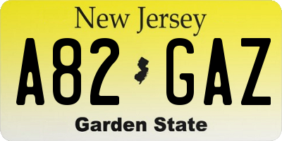 NJ license plate A82GAZ