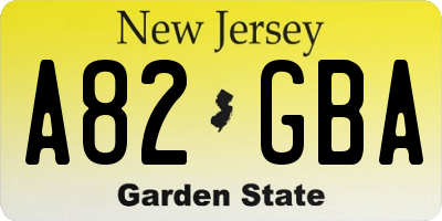 NJ license plate A82GBA