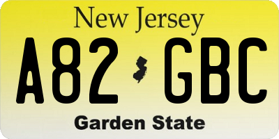 NJ license plate A82GBC