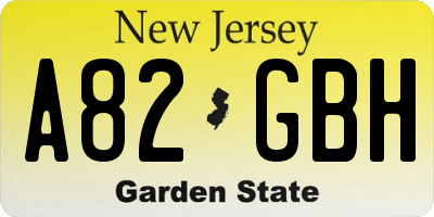 NJ license plate A82GBH