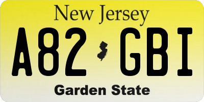 NJ license plate A82GBI