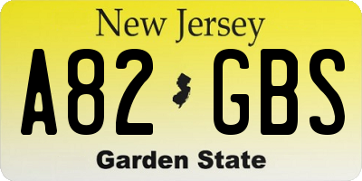 NJ license plate A82GBS