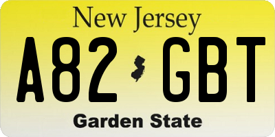 NJ license plate A82GBT