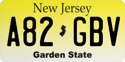 NJ license plate A82GBV