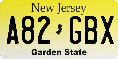 NJ license plate A82GBX