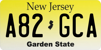 NJ license plate A82GCA