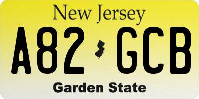 NJ license plate A82GCB
