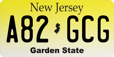 NJ license plate A82GCG