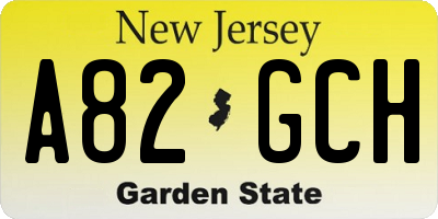 NJ license plate A82GCH