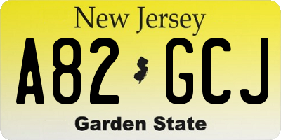 NJ license plate A82GCJ