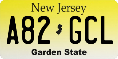 NJ license plate A82GCL