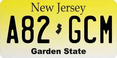 NJ license plate A82GCM