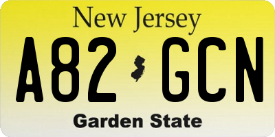 NJ license plate A82GCN