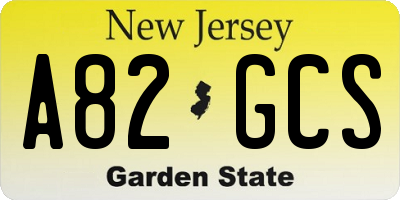 NJ license plate A82GCS