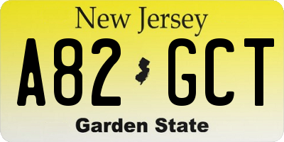 NJ license plate A82GCT