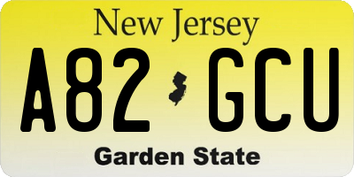 NJ license plate A82GCU