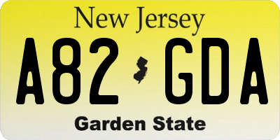 NJ license plate A82GDA