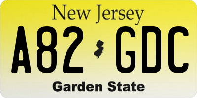 NJ license plate A82GDC