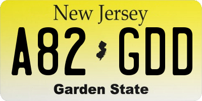NJ license plate A82GDD