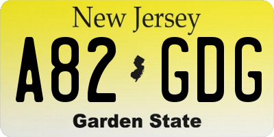 NJ license plate A82GDG