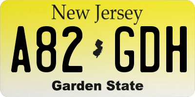 NJ license plate A82GDH