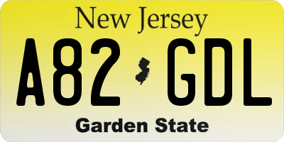 NJ license plate A82GDL