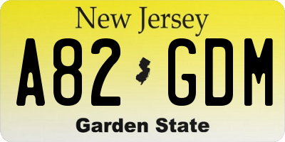 NJ license plate A82GDM