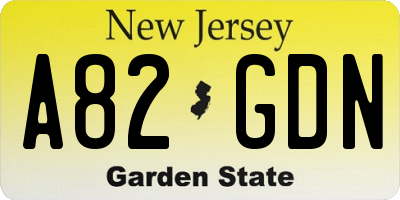 NJ license plate A82GDN