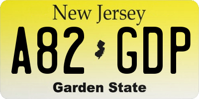 NJ license plate A82GDP