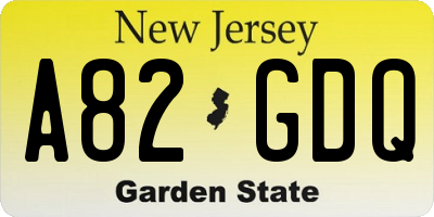 NJ license plate A82GDQ